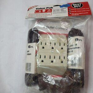 6 Outlet Converter Value Pak With 9ft & 6ft Extension Cords - Grounded 15A/125V/